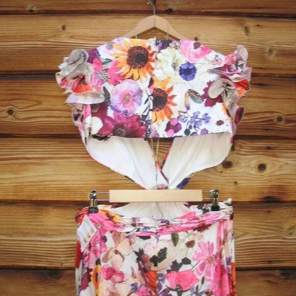 Mac Duggal 68107 Womens Floral Cut-Out Ruffle Sleeve Dress Gown - Picture 12 of 16